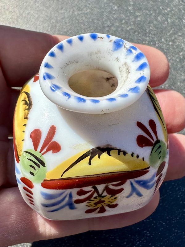 Milk Glass German Inkwell Ink Bottle