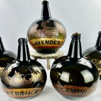 Exceptional Apothecary Chemist Black Glass Bottles