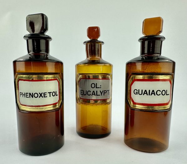 Amber Brown Glass LUG Apothecary Bottles