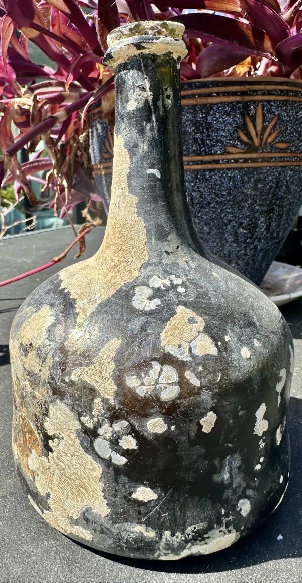 Antique Wonky Mallet Shipwreck Coral Bottle