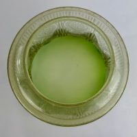Antique Green Etched Glass Oil Lamp Shade